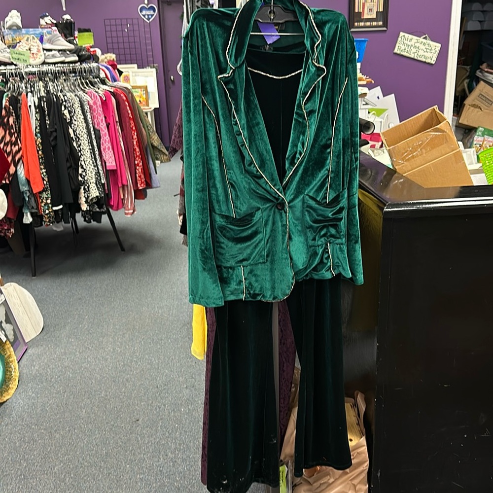 💜Dusty Daze Green Velour Set M
